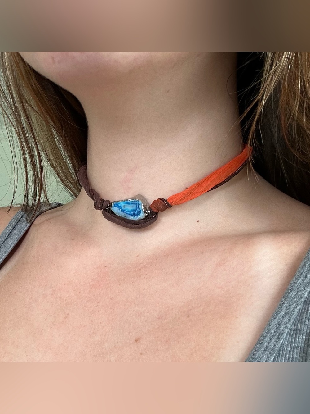 Stone and Ribbon Choker/Necklace